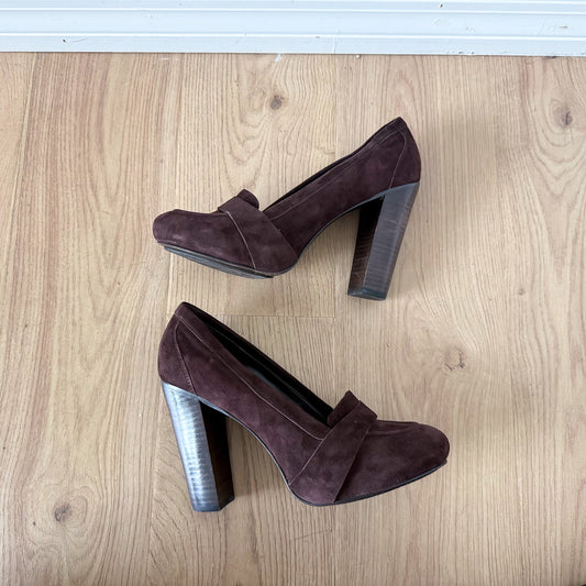 Y2K Diane VonFurstenberg Brown Suede Loafer Pumps / SZ 8.5