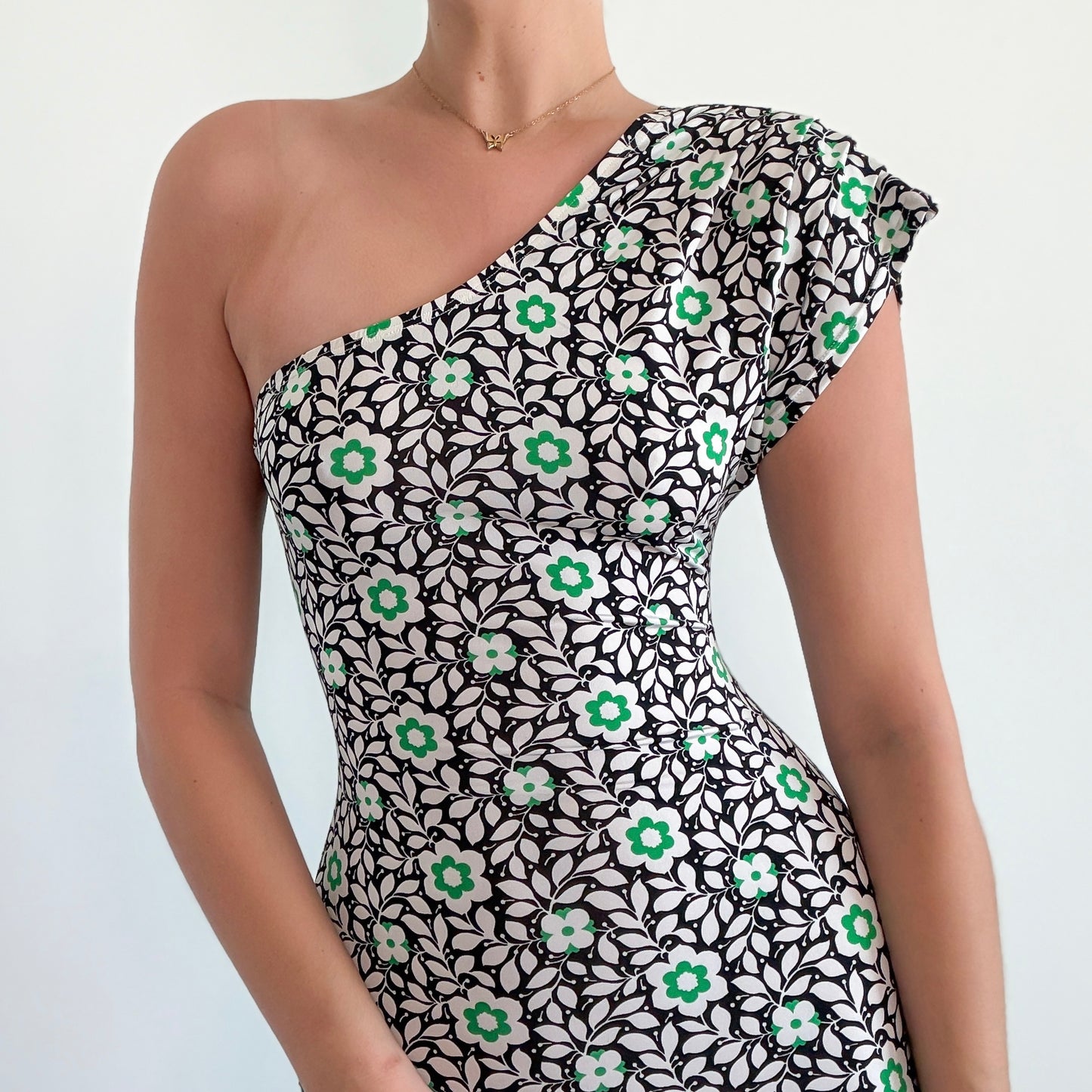 Y2K Black & Green Groovy Mini Dress / SZ XS-S
