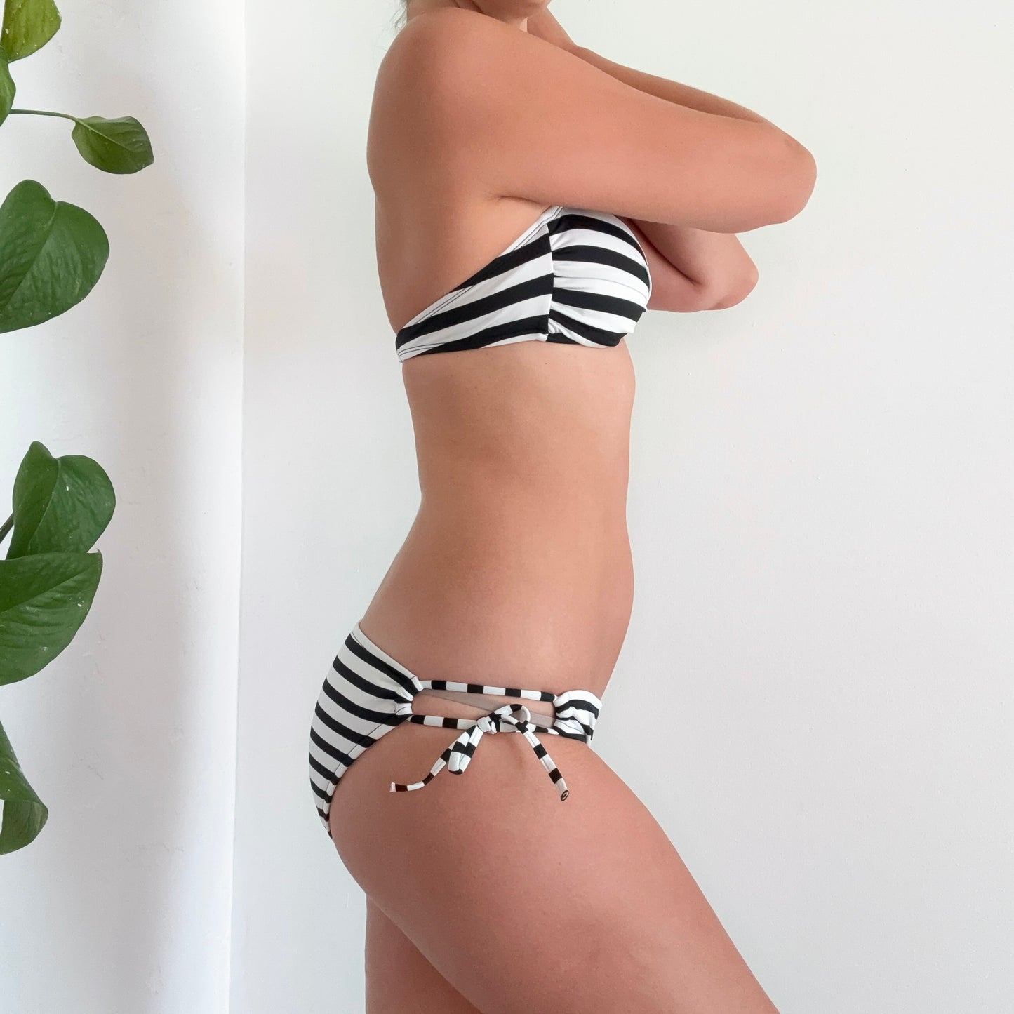 Y2K Black & White Striped Bikini / SZ S