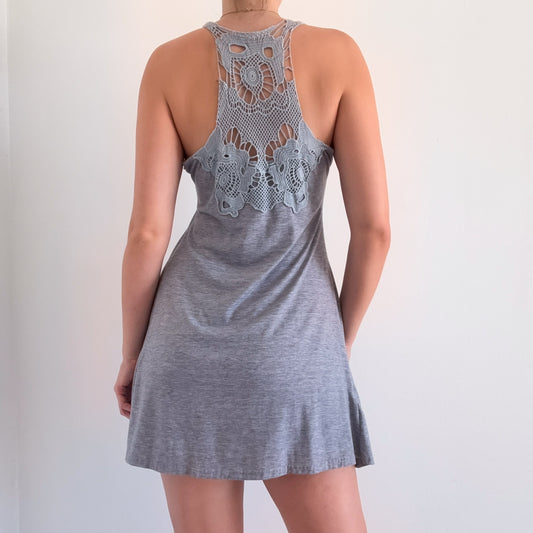 Y2K Grey Squiggle Rosette Mini Dress / SZ S/M