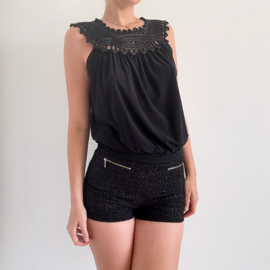 2010's Black Metallic Tweed Mini Shorts / SZ S/M