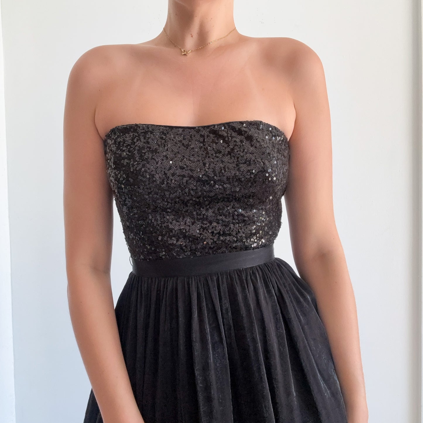 2010's Black Sequin Tube Mini Dress / SZ M
