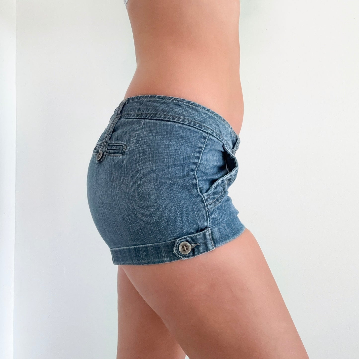 Y2K Medium Wash Denim "Fragile" Shorts / SZ 6