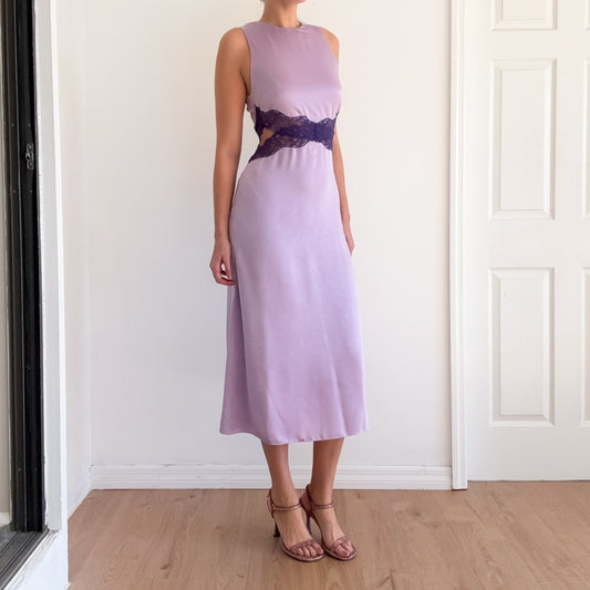 Sandro Lilac & Purple Lace Midi Dress / SZ M