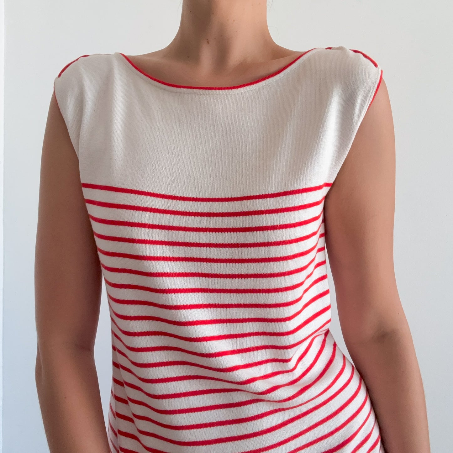 2010's Ivory & Red Striped Knit Tunic / SZ S