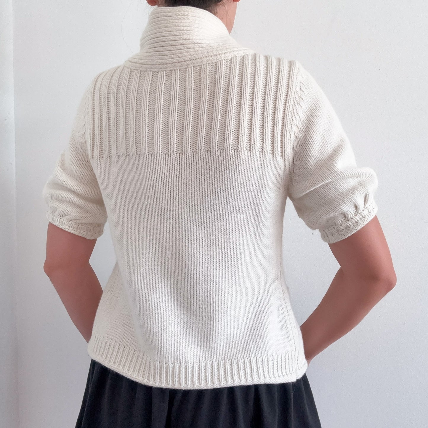 Y2K Ivory Sweater Knit Cardigan Top / SZ S
