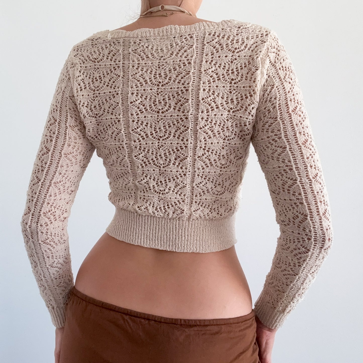 Y2K Cream Knitted Cardigan / SZ XS