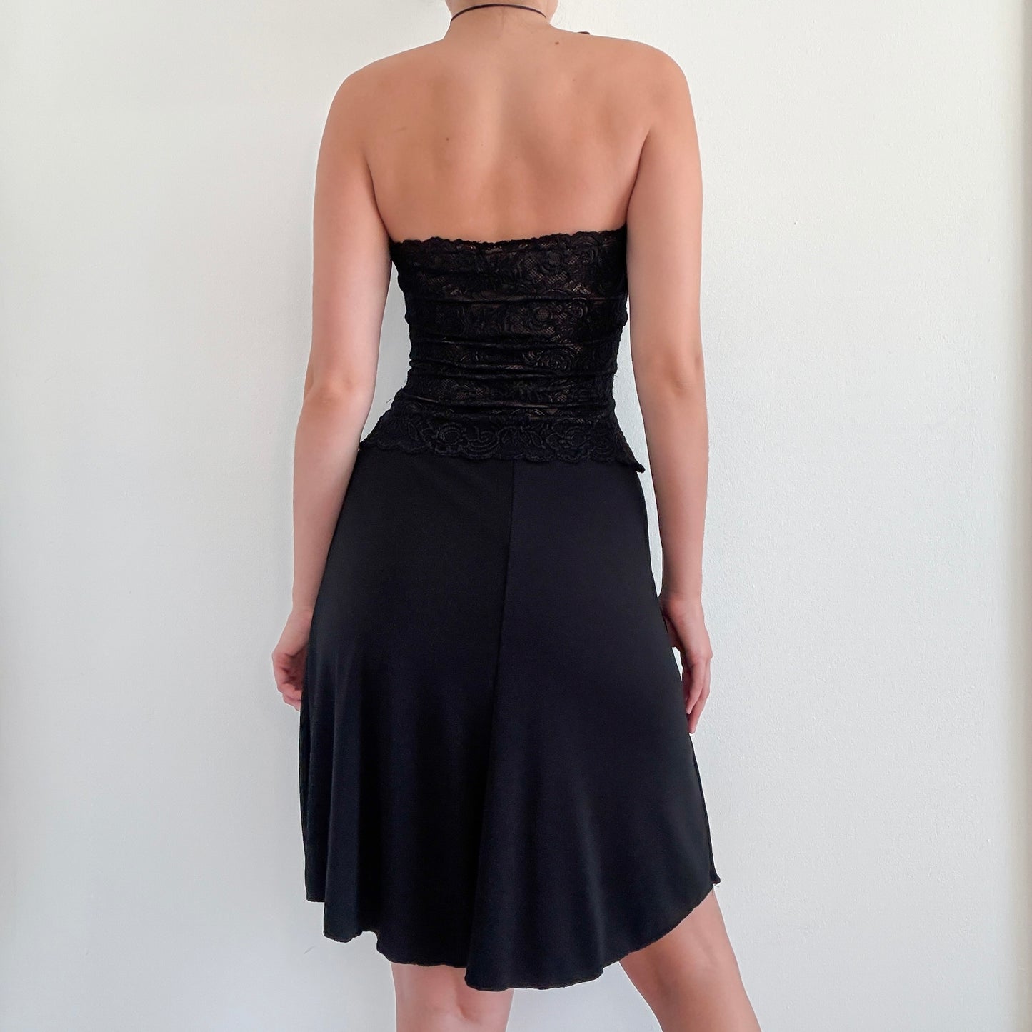 Y2K Black Lace Tube Dress / SZ XS/S