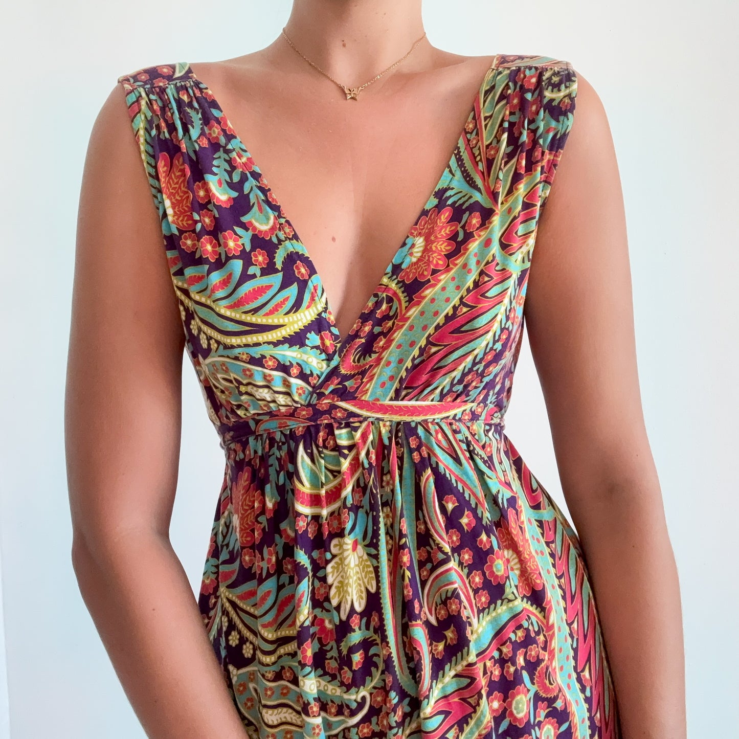 Y2K Purple Multicolor Paisley Mini Dress / SZ M