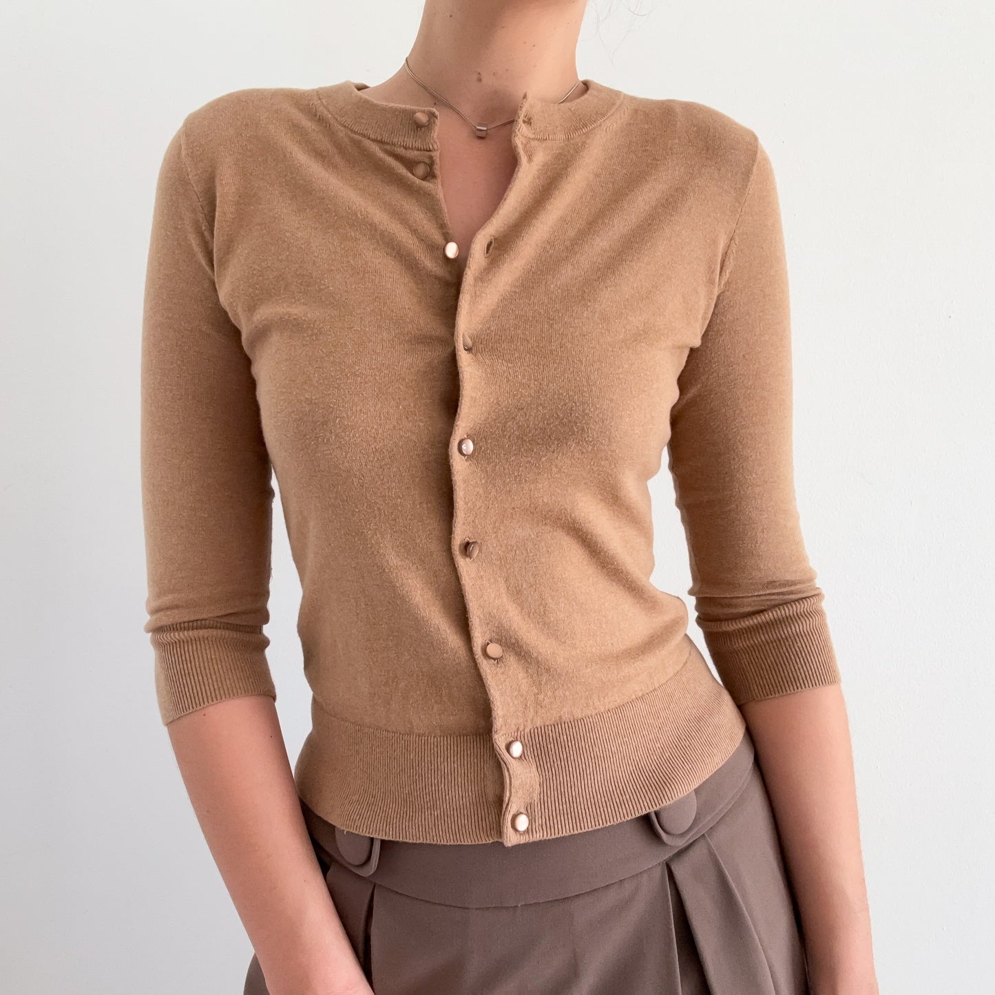 Y2K J.Crew Camel Knit Cardigan / SZ XS/S