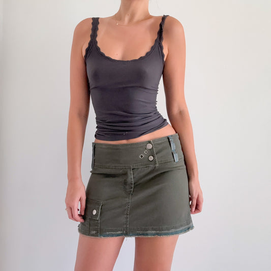 Y2K Army Green Cargo Mini Skirt / SZ L