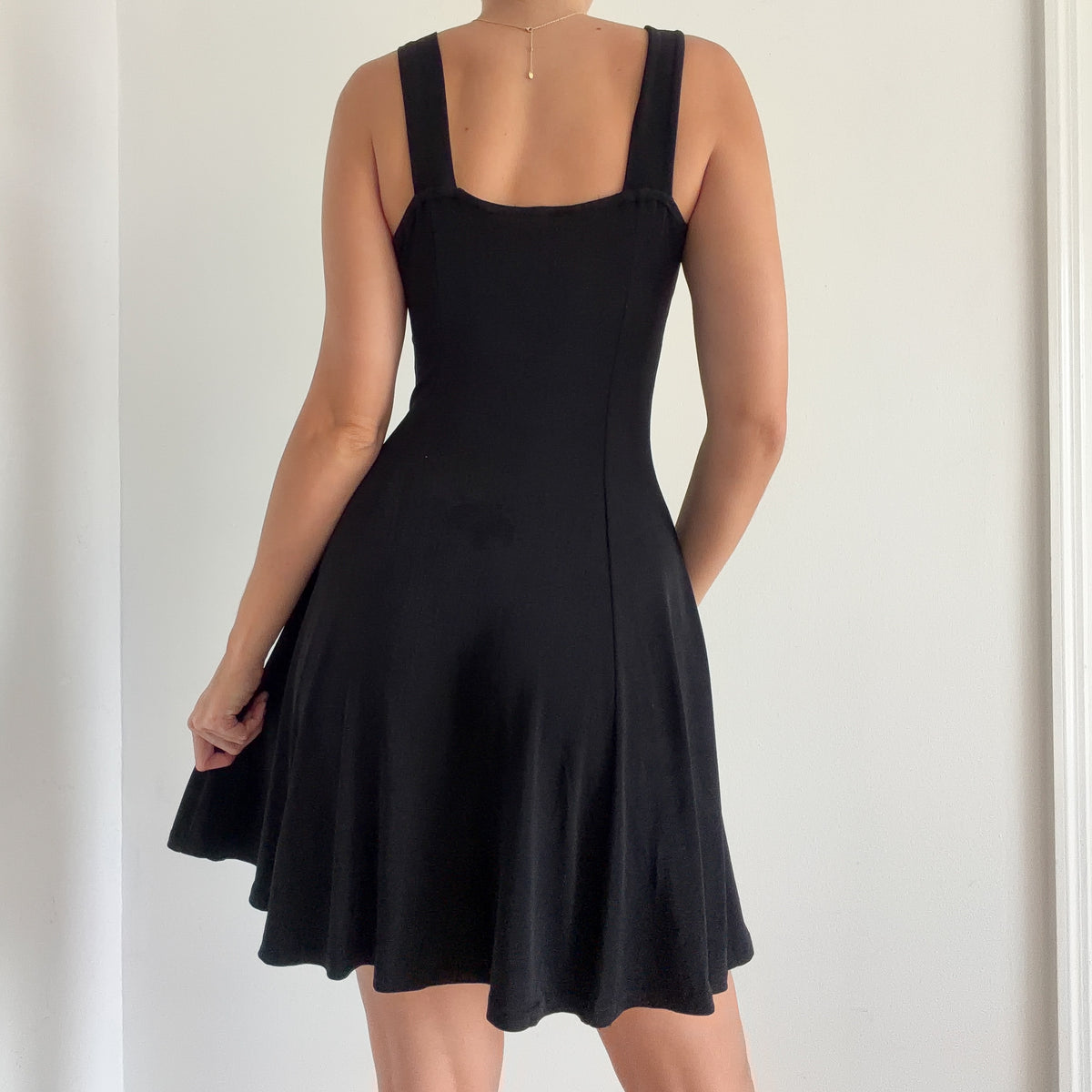 90's Black Slinky Bustier Skater Dress / SZ S/M