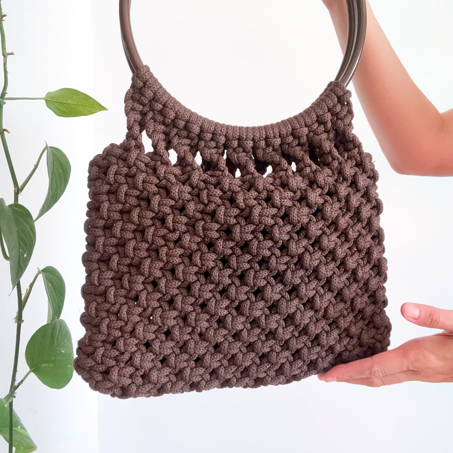 Y2K Brown Woven Rope Acrylic Bag