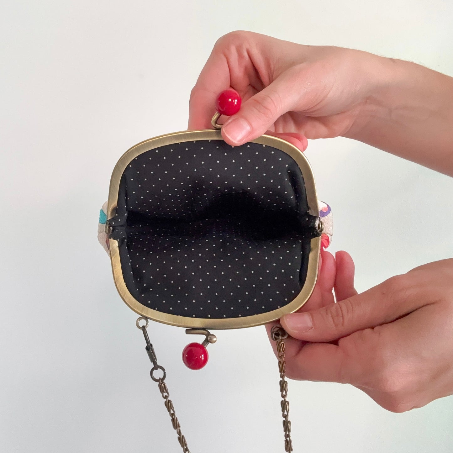 Y2K Beige & Red Mini Coin Purse