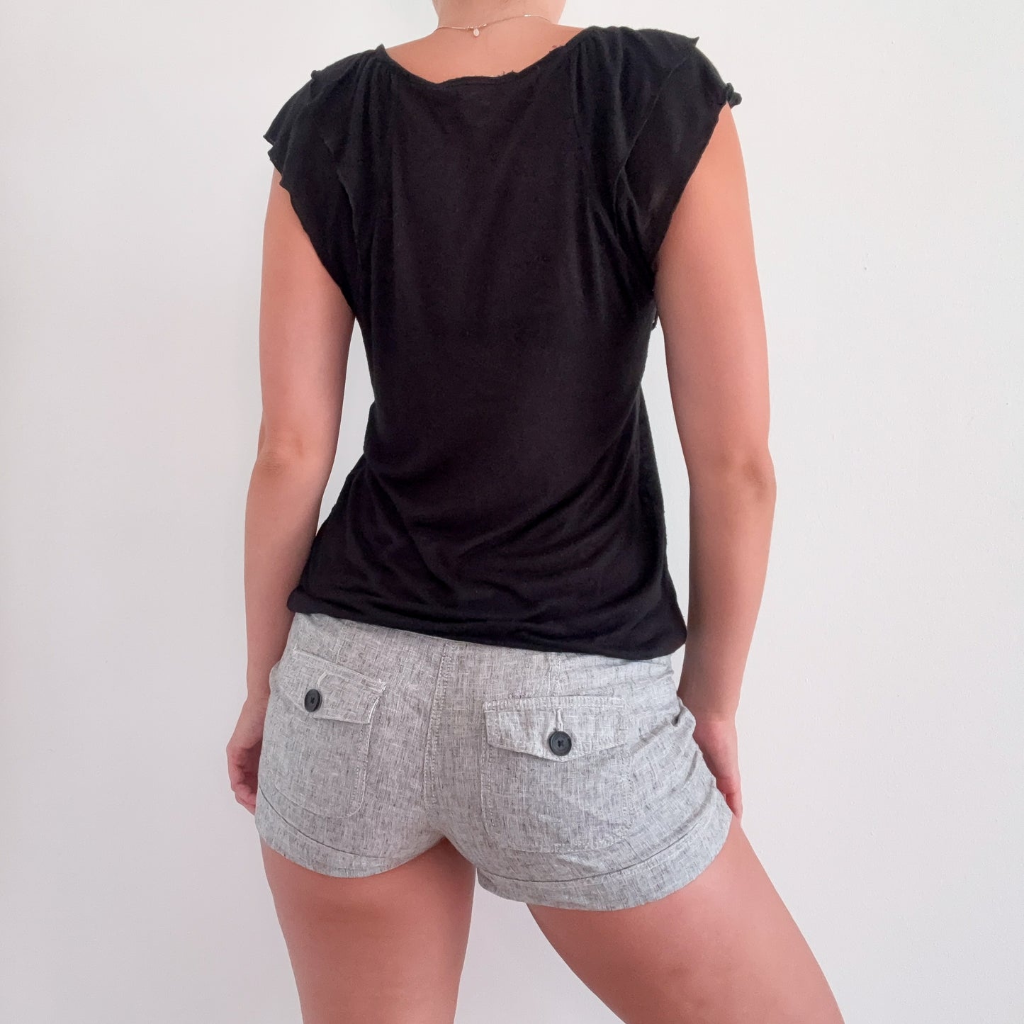 Y2K Black Rosette Slouchy Top / SZ S/M