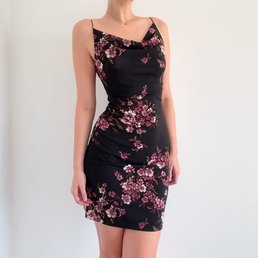 Y2K Black & Purple Purple Floral Dress / SZ S-M