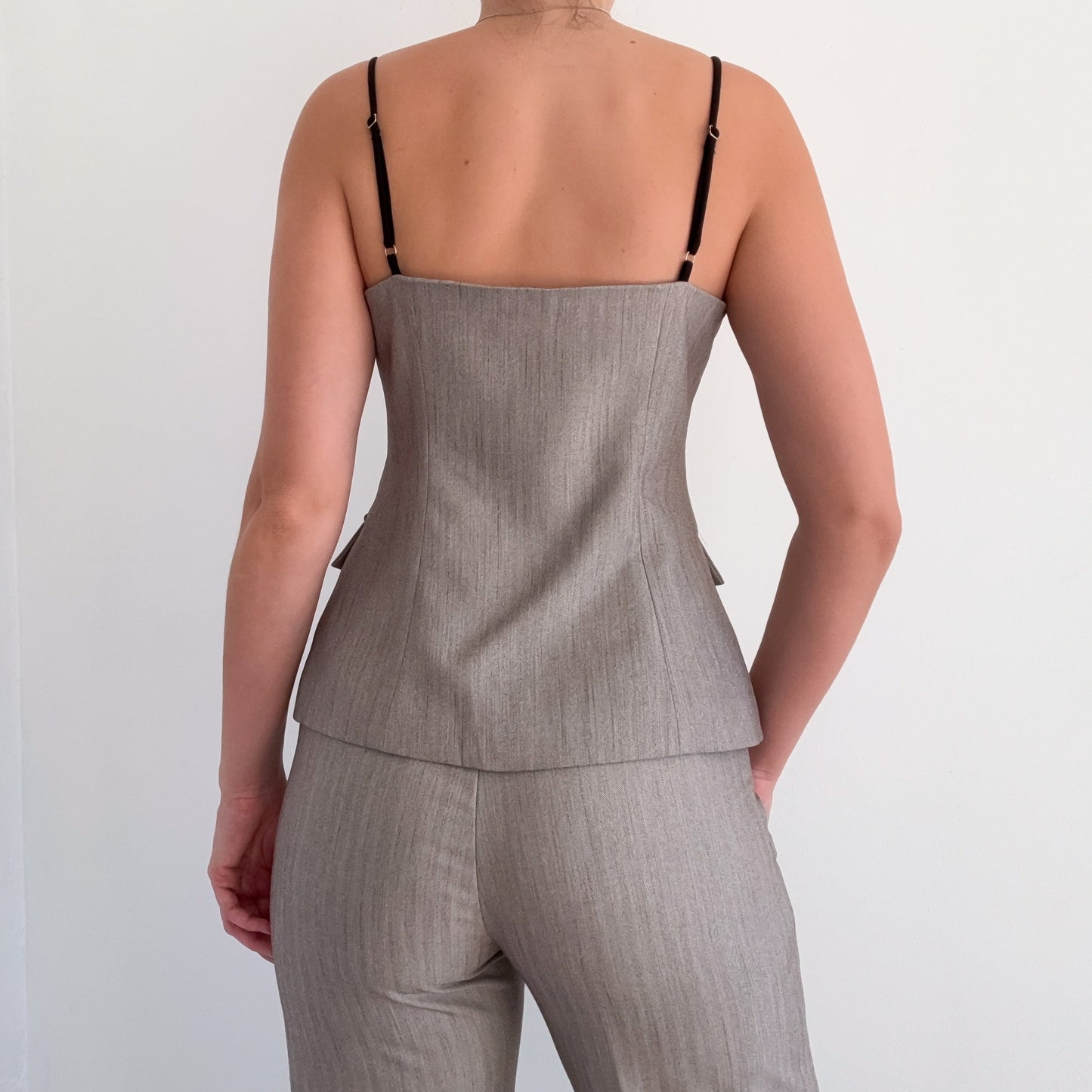 Contemporary Grey Herringbone Pant Suit / SZ M