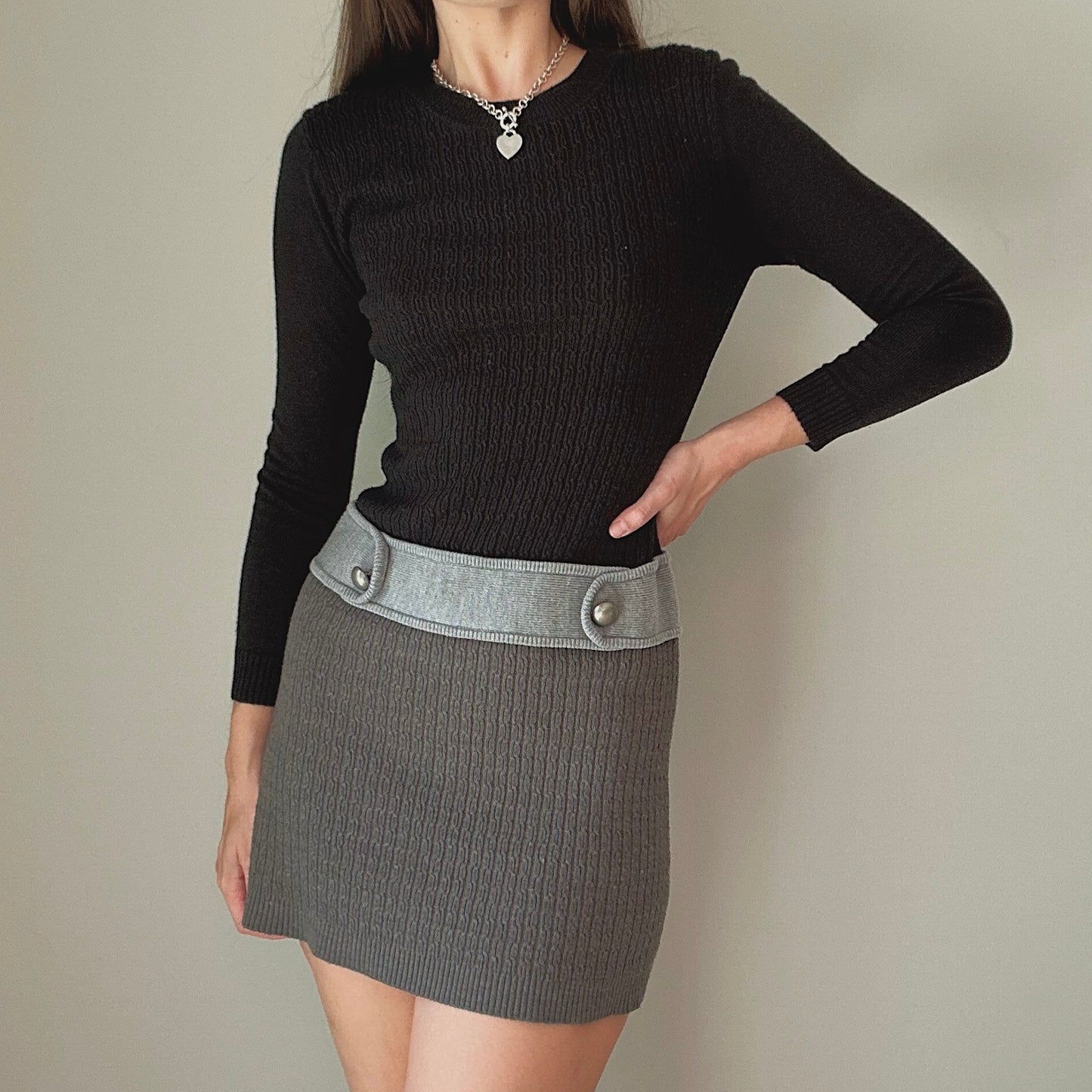 Y2K Black & Grey Knit Dress / SZ S/M