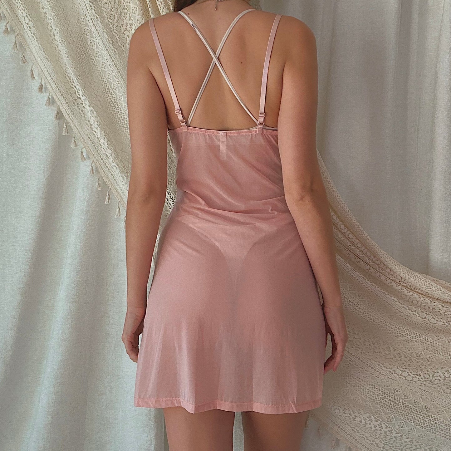 Y2K Blush Mesh Lace Slip / SZ M