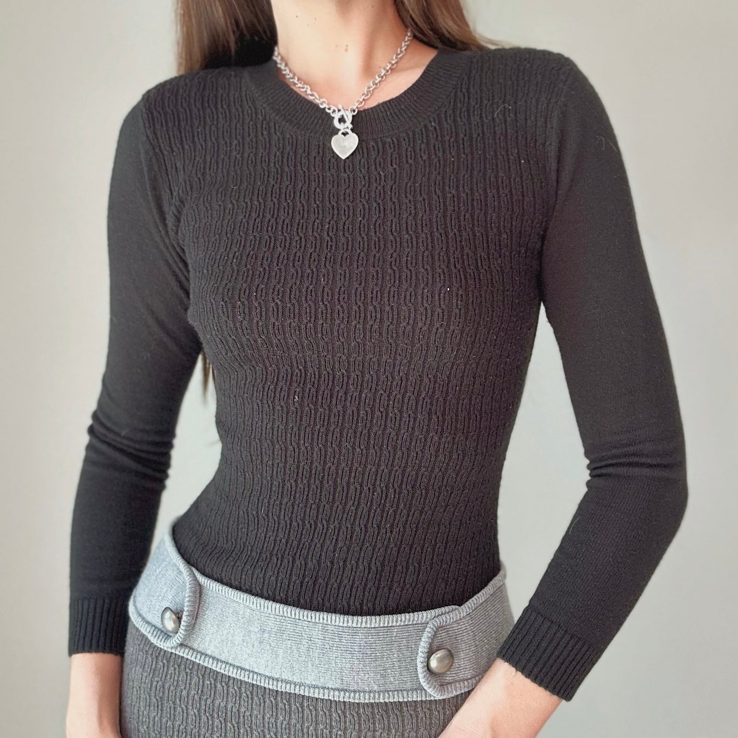 Y2K Black & Grey Knit Dress / SZ S/M