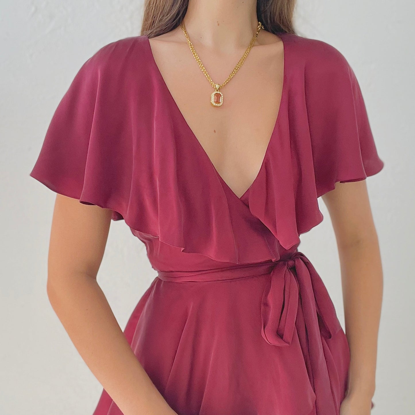 Zimmermann Burgundy Silk Wrap Playsuit / SZ 6