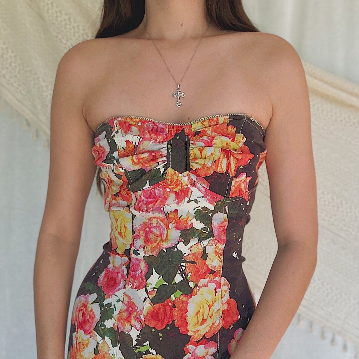 Y2K Multicolor Rose Midi Dress / SZ 8