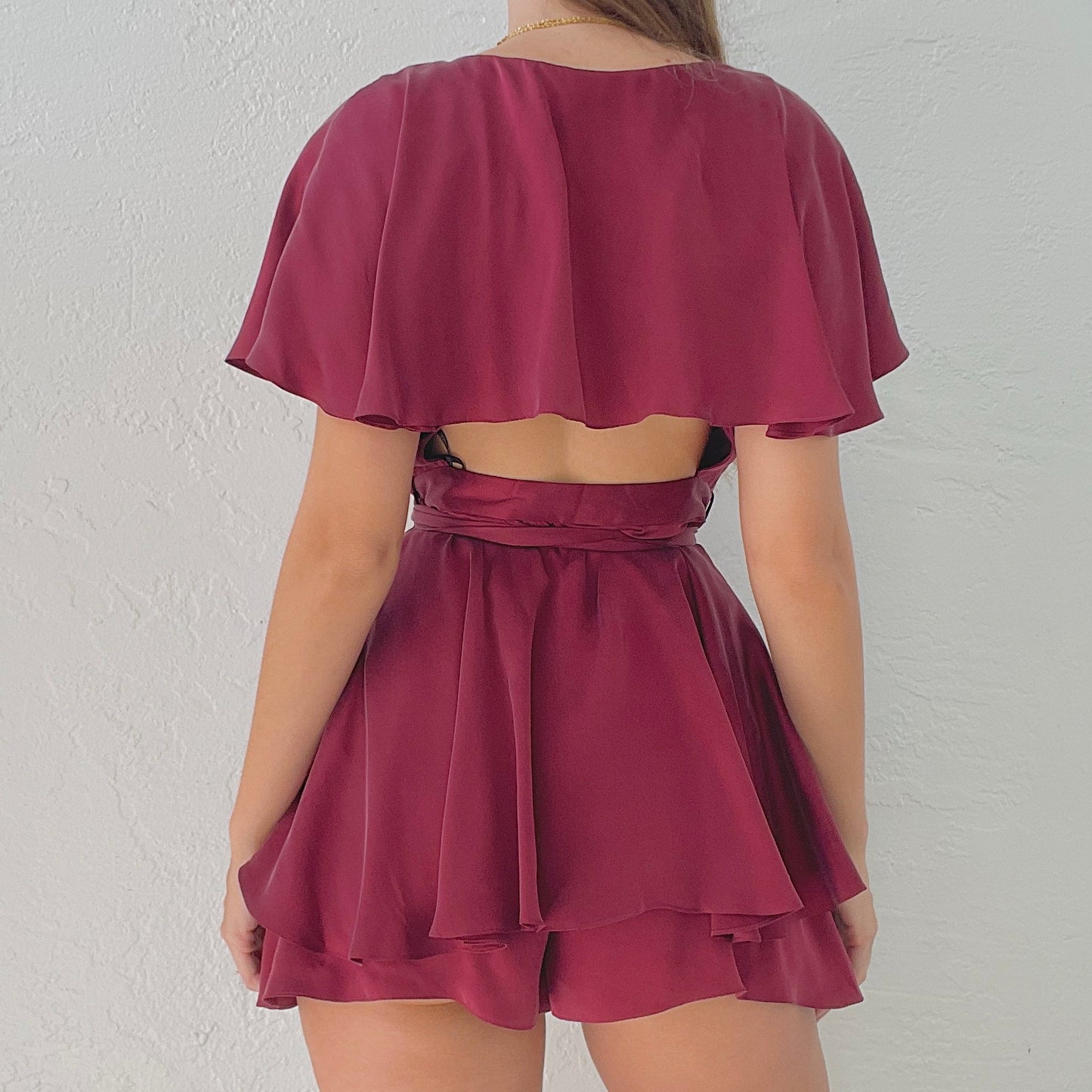 Zimmermann Burgundy Silk Wrap Playsuit / SZ 6