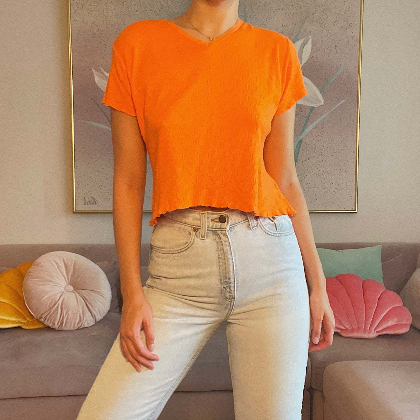 90's Orange Cotton Tee / SZ L