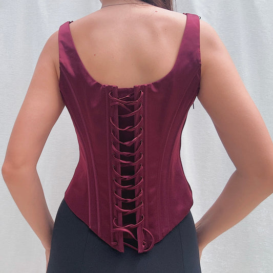 Y2K Burgundy Corset Top / SZ 6