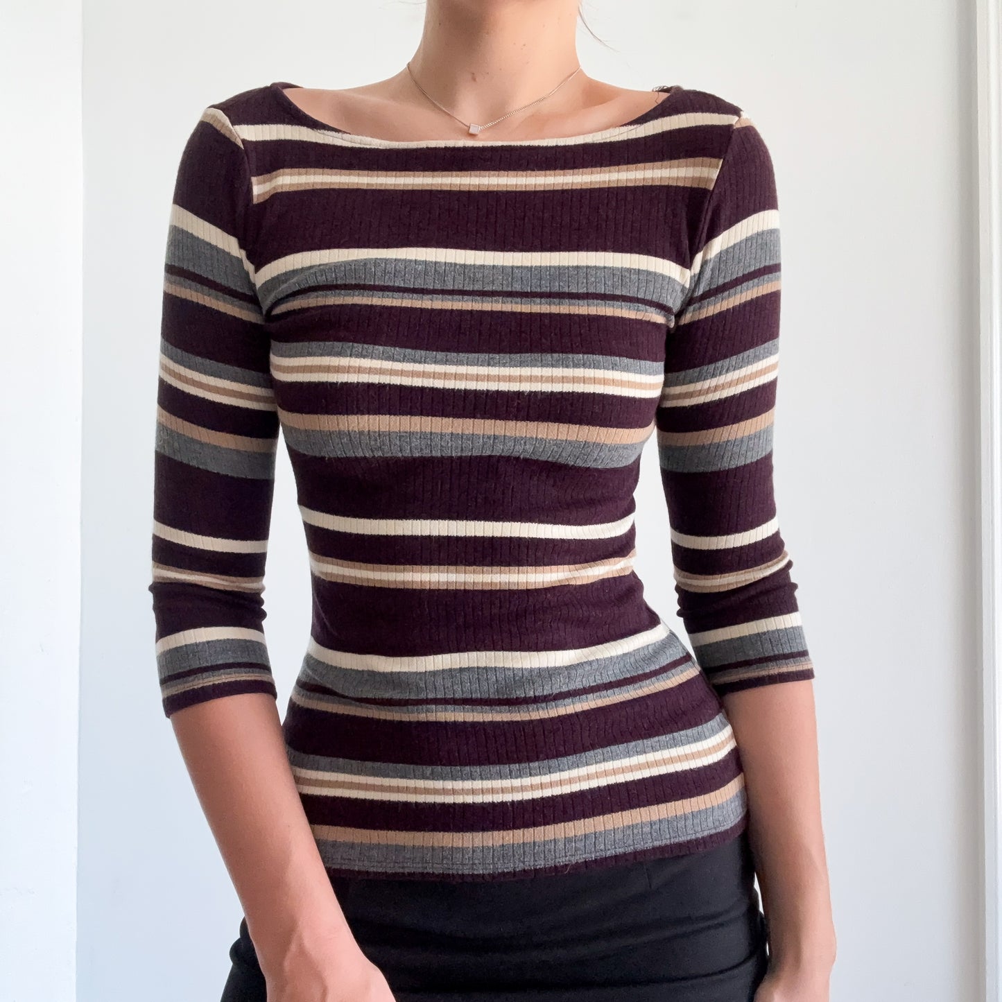 Michael Stars Burgundy Striped Top / SZ S-M