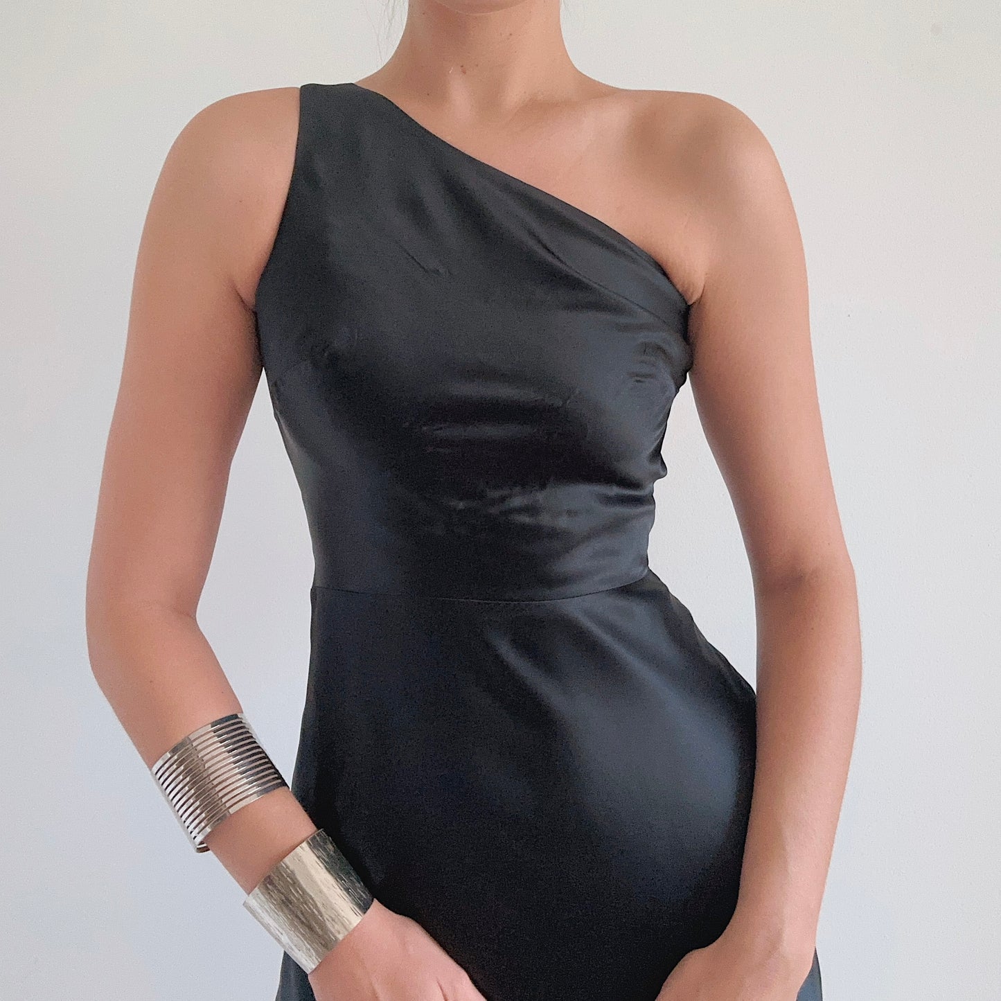 Y2K Black Silk Backless Dress / SZ 2