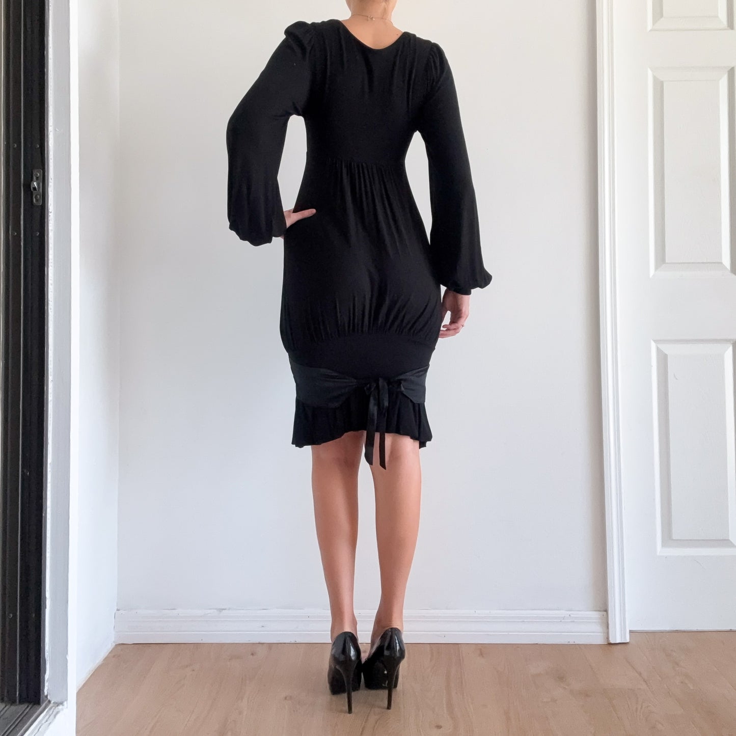 Y2K Black Balloon Sleeve Bubble Dress / SZ XS/S