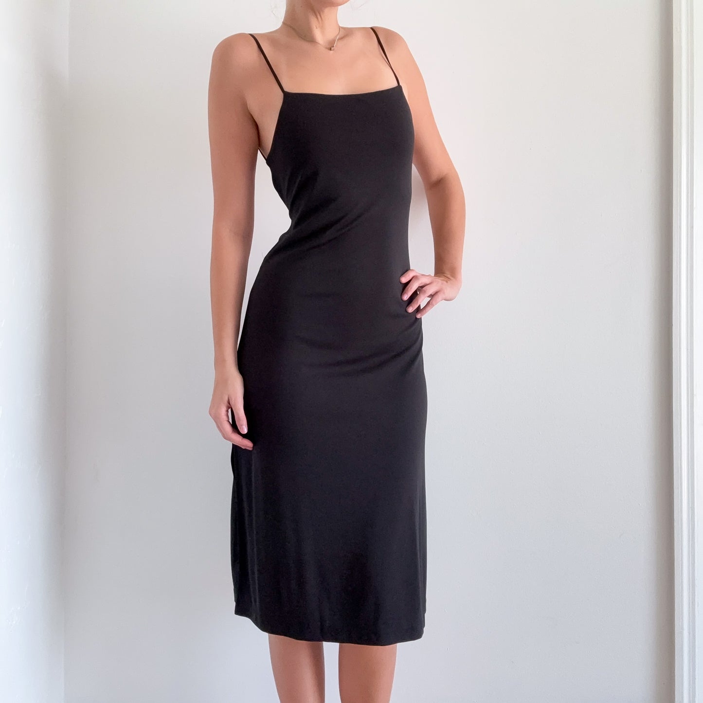Y2K Black Crossback Midi Dress / SZ M