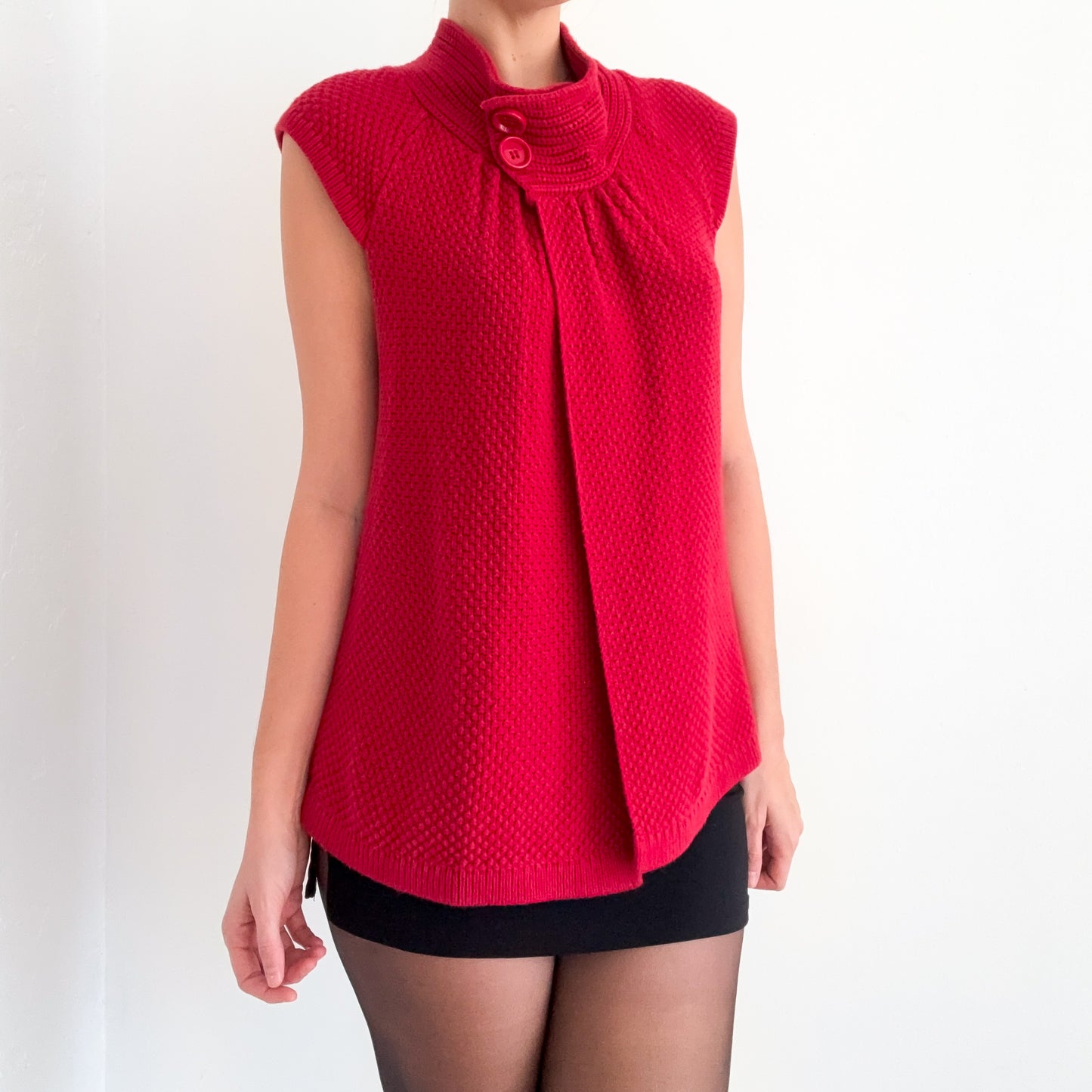 Y2K Cherry Red Knit Cardigan Top / SZ M