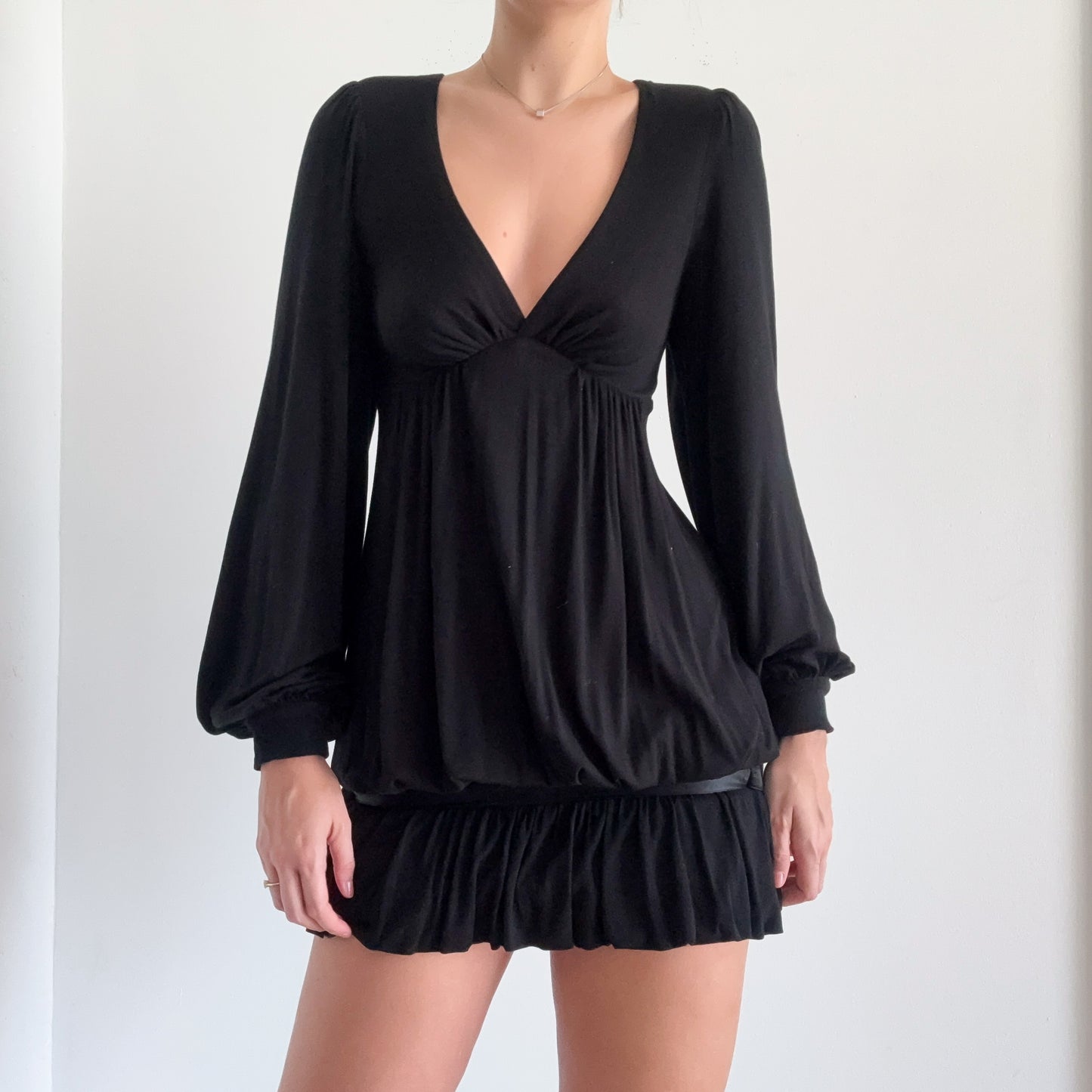 Y2K Black Balloon Sleeve Bubble Dress / SZ XS/S