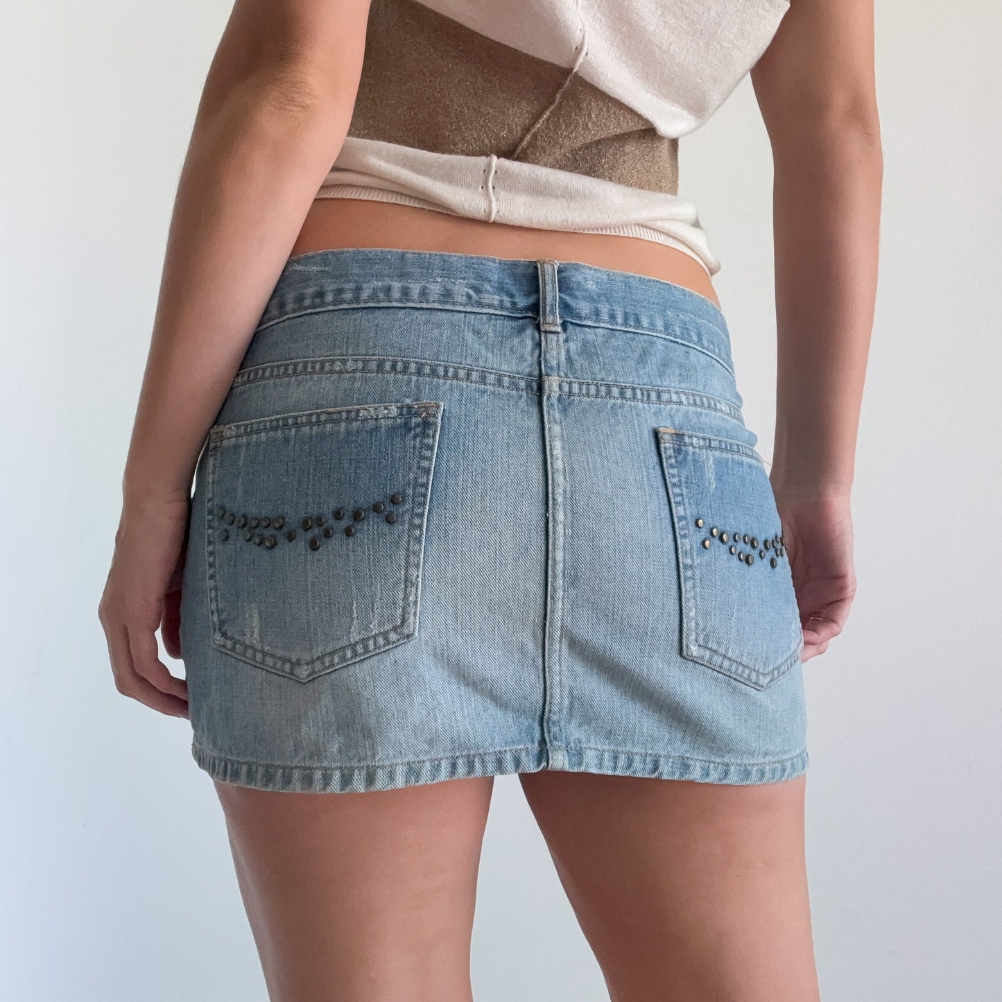 Y2K Light Wash Denim Mini Skirt / SZ L