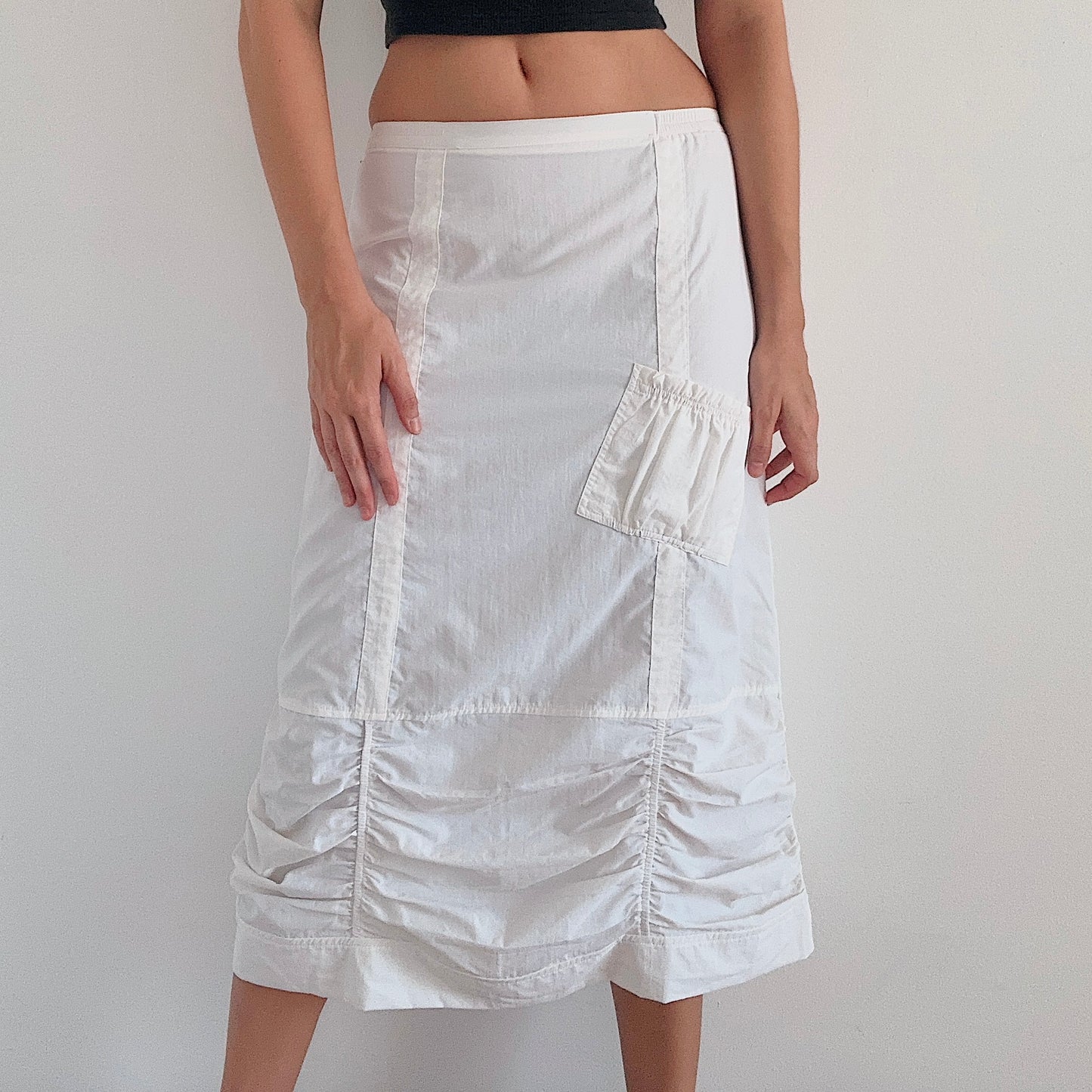 Y2K White Cargo Maxi Skirt / SZ S