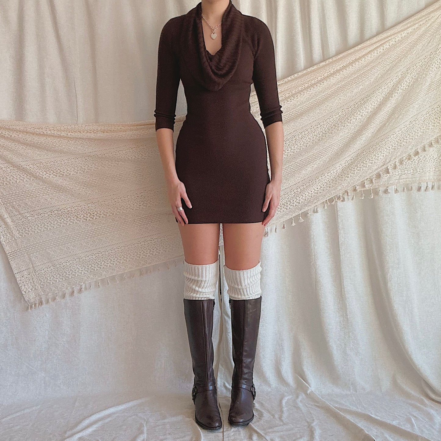 Y2K Bebe Brown Knit Sweater Dress / SZ M