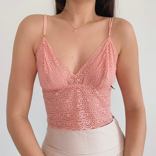 Eberjey Peach Pink Lace Bralette / SZ M