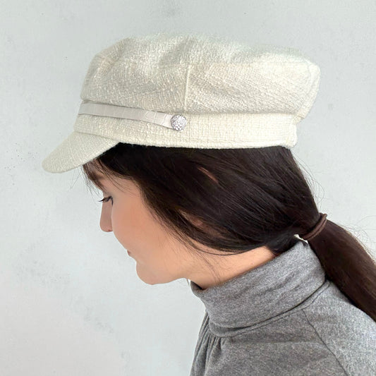 Y2K Ivory Tweed Cap