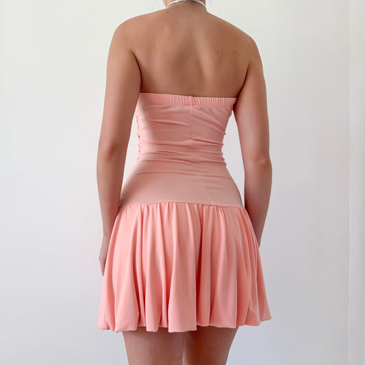 Y2K Peach Bubble Tube Dress / SZ M