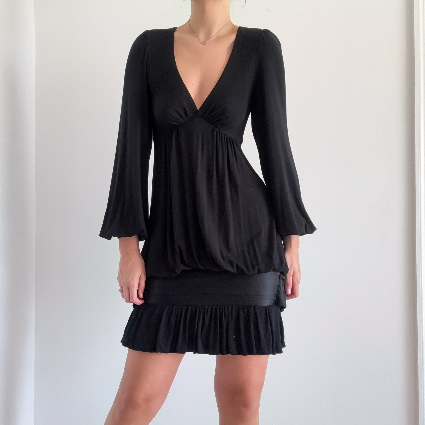 Y2K Black Balloon Sleeve Bubble Dress / SZ XS/S