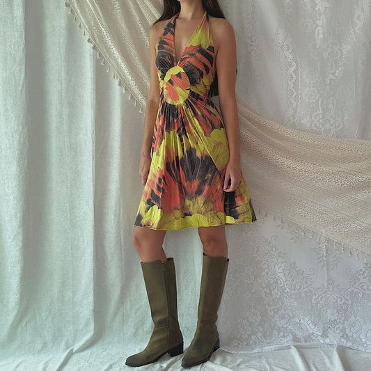 Y2K Brazilian Yellow & Orange Printed Dress / SZ XS/S