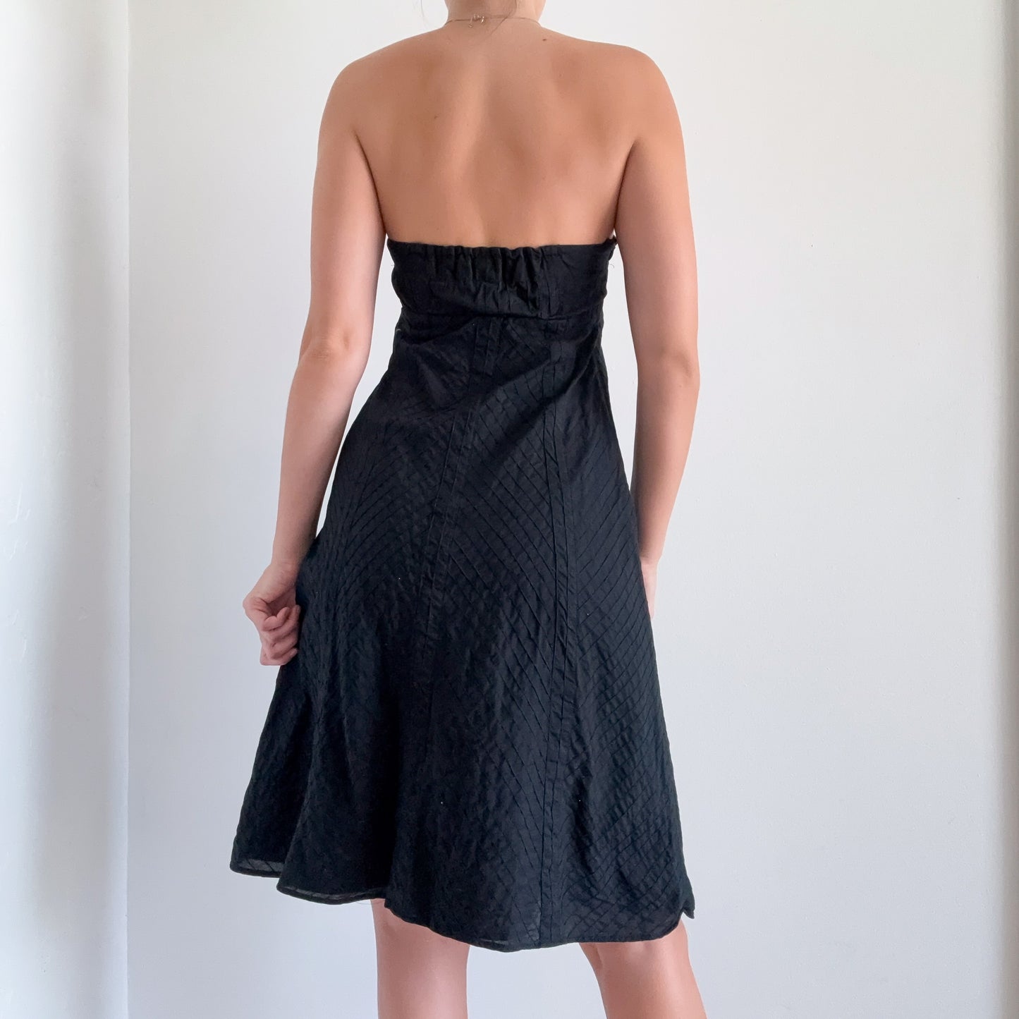Y2K Black Cotton Tube Midi Dress / SZ 6
