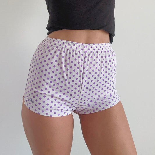 80's White & Purple Polka Dot "Dove" Shorts / SZ S/M