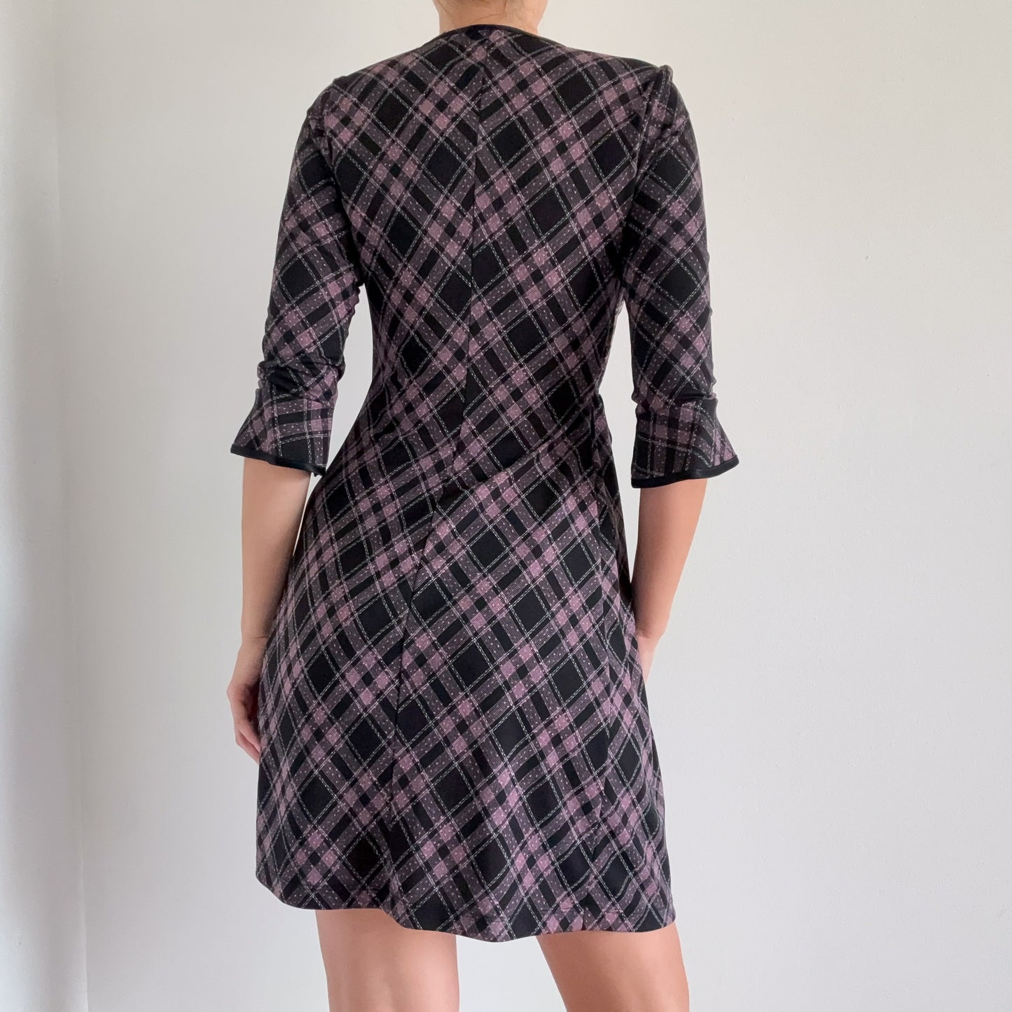 Y2K Black & Pink Plaid Wrap Dress / SZ S