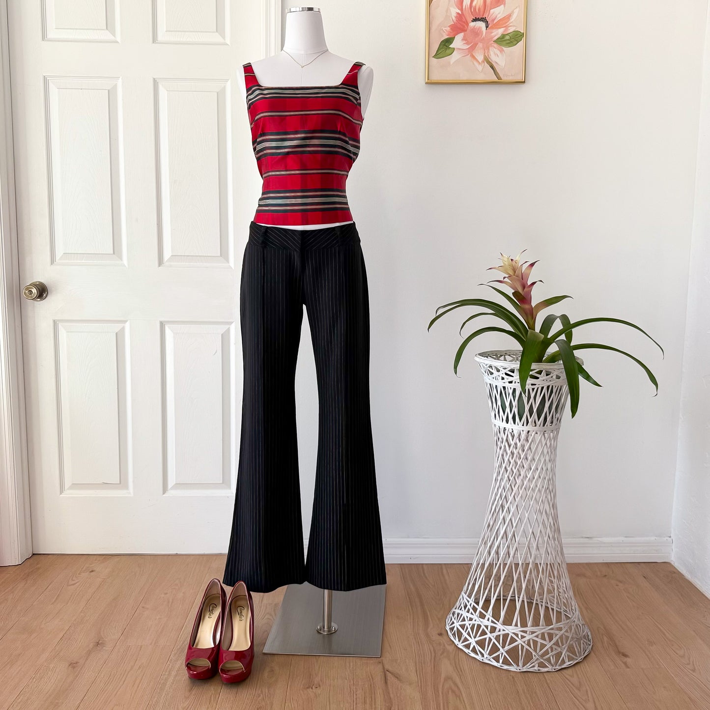 Y2K Black Pinstripe Slacks / SZ M