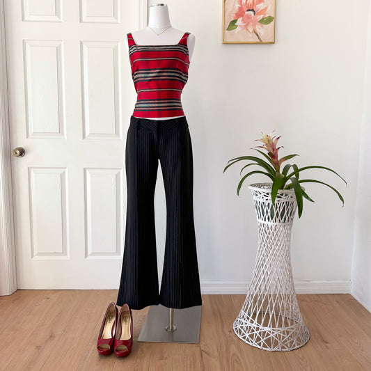 Y2K Black Pinstripe Slacks / SZ M