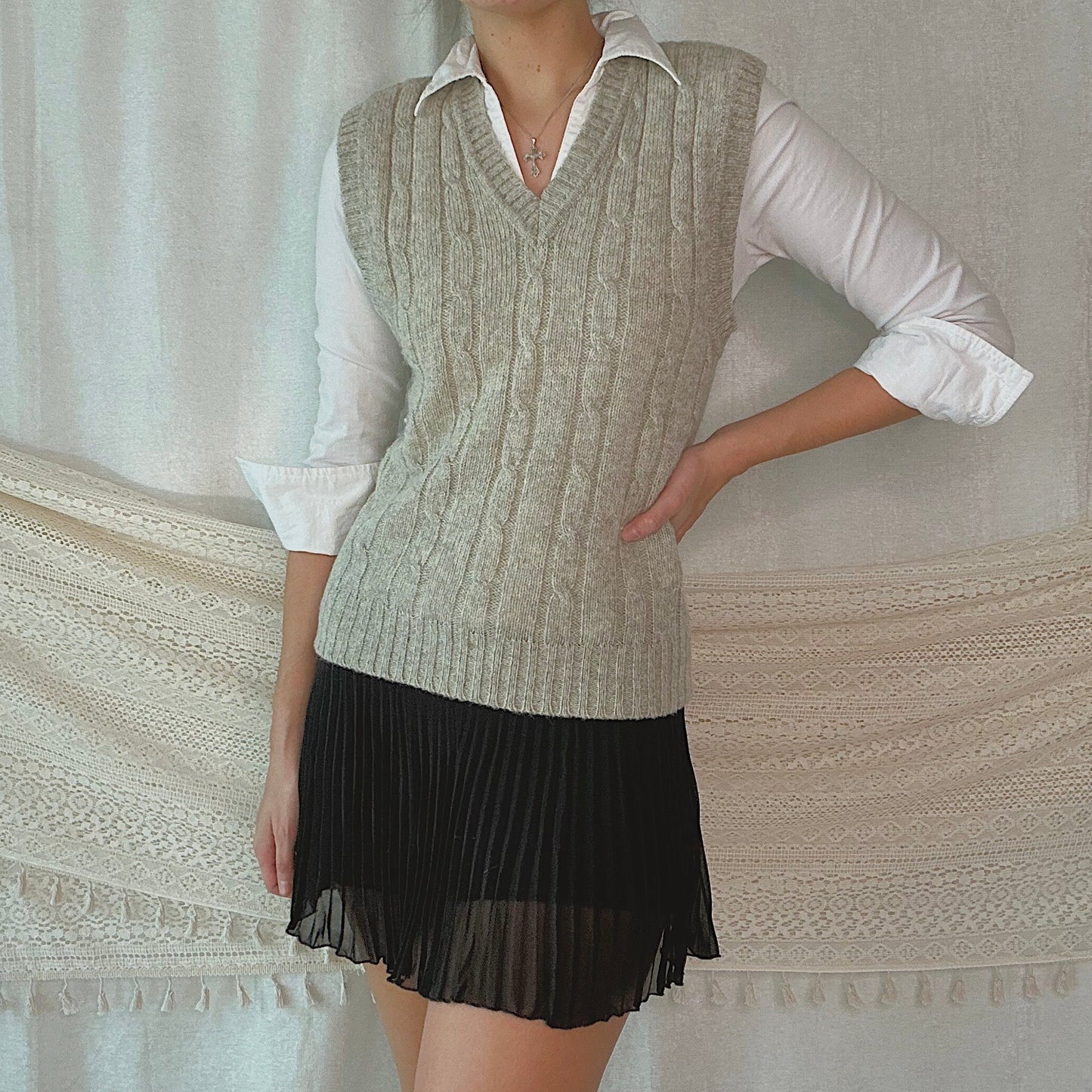 70's Grey Wool Sweater Vest / SZ S