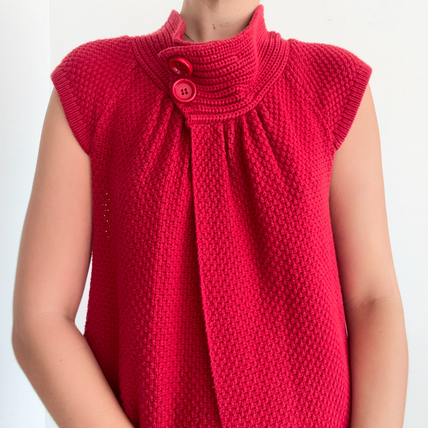 Y2K Cherry Red Knit Cardigan Top / SZ M